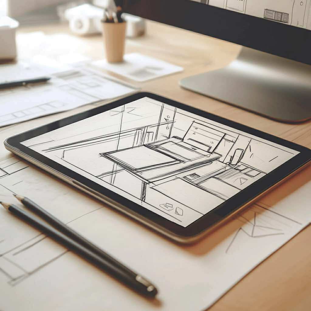 illustration d'un dessin sur une tablette graphique,